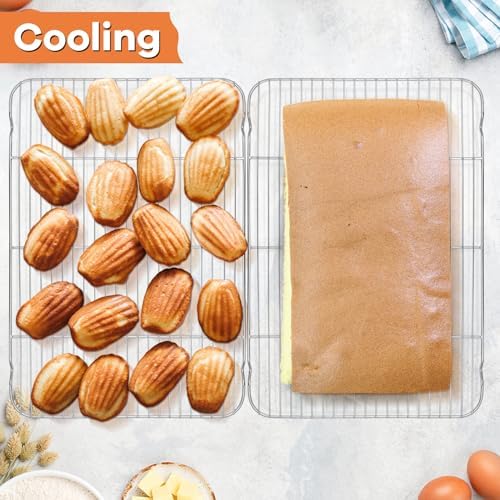 P&P CHEF Cooling Baking Rack Stainless Steel, 16.6" x 11.5", 2 Pcs