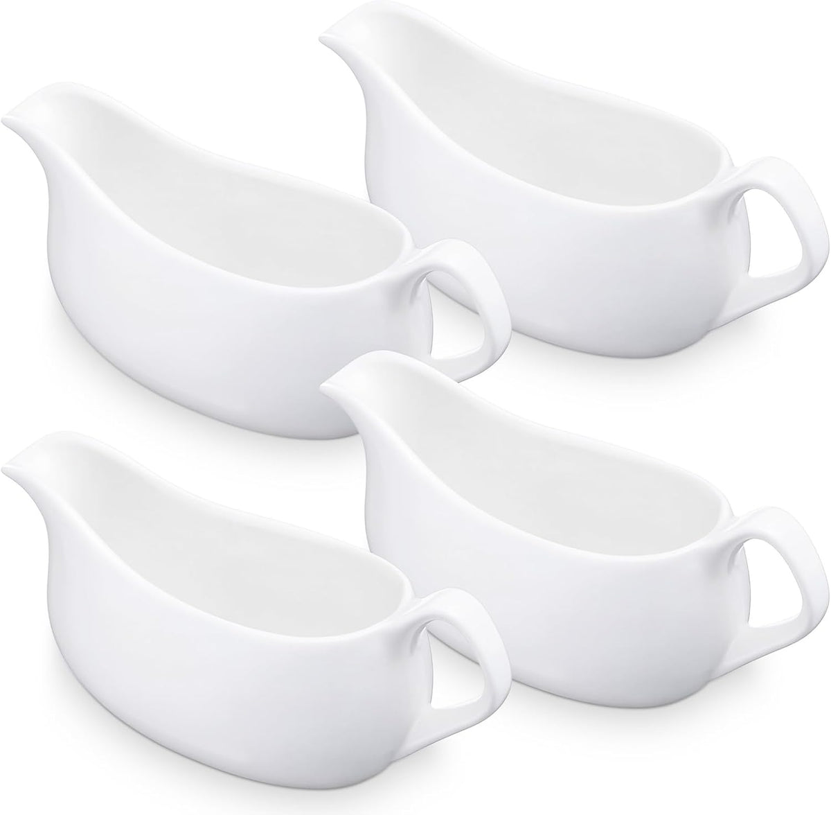 Gravy Boat Set of 4, 14 oz Ceramic Sauce Boats for Salad Dressing