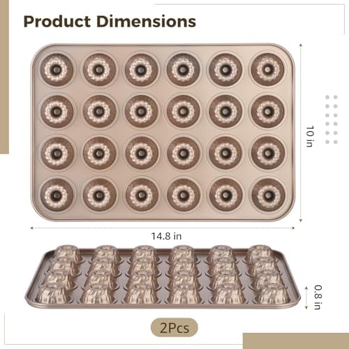 Lnrueg 2 PCS Mini Bundlette Cake Pan, 24-Cavity Mini Fluted Cake Mold