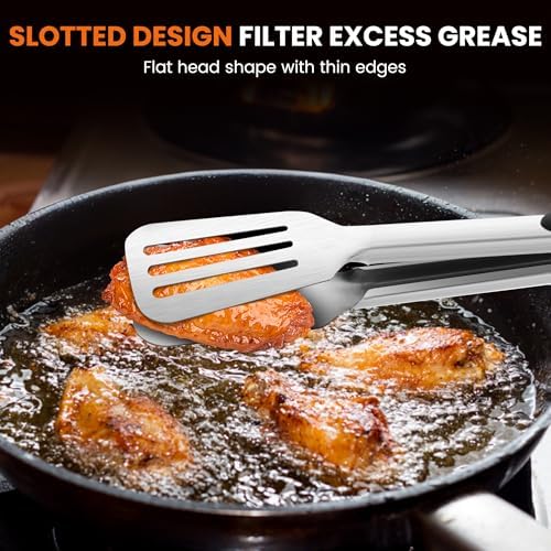 9-inch & 12-Inch Spatula Tongs for Cooking, Stainless Steel Kitchen