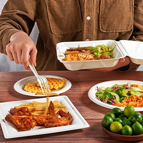 ECOLipak 50 Pack Compostable Clamshell Take Out Food Containers