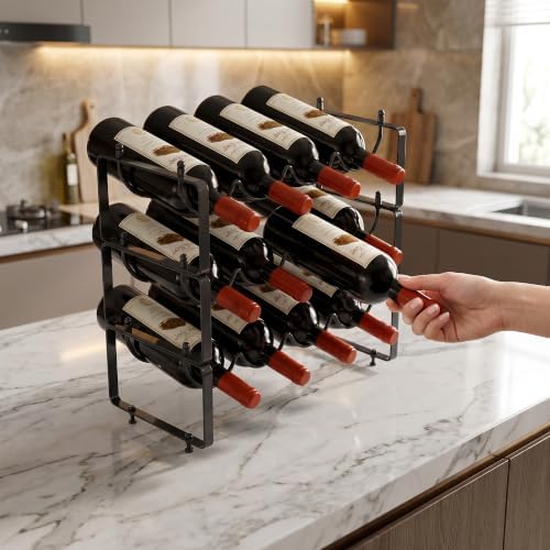 TONLEA Stackable Water Bottle Organizer Holder, Wine Rack,3-Tier 12