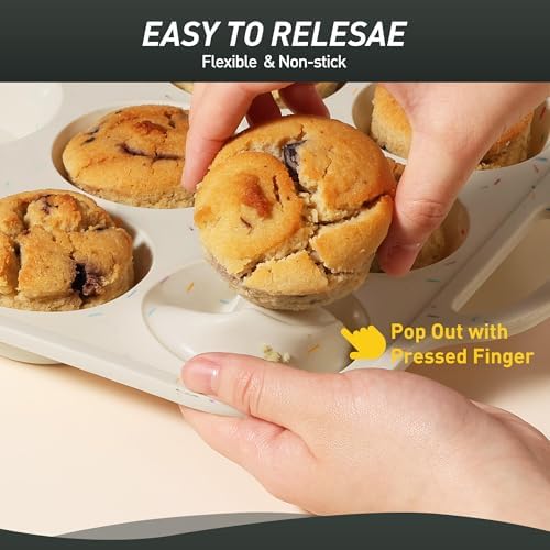 2 Packs 12 Cups Silicone Muffin Pan for Baking with Metal Reinforced