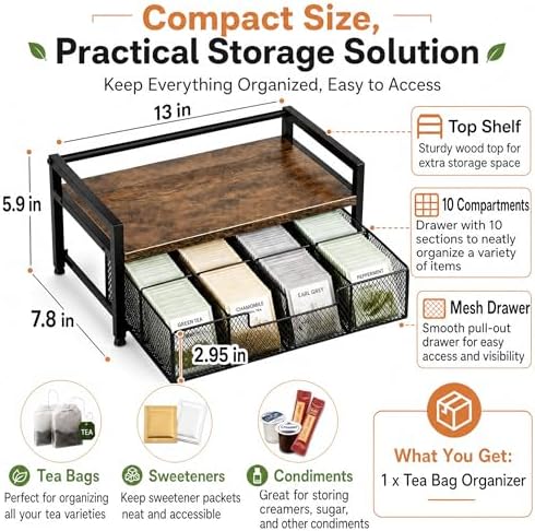 8-Drawer Tea & K-Cup Storage Organizer for Countertop