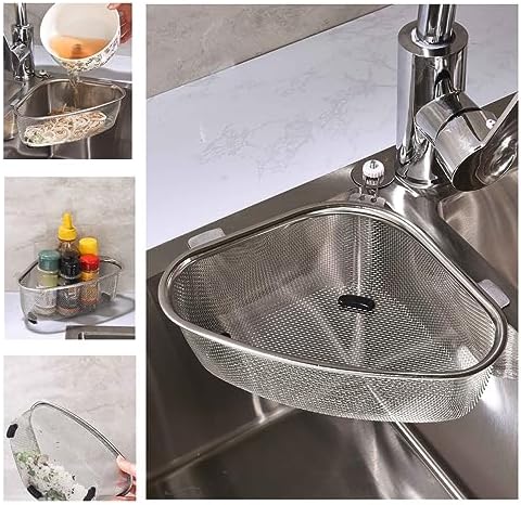 Kitchen Triangle Sink Strainer, Stainless Steel, Silver