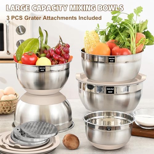 Umite Chef 8PCS Stainless Steel Mixing Bowls with Lids