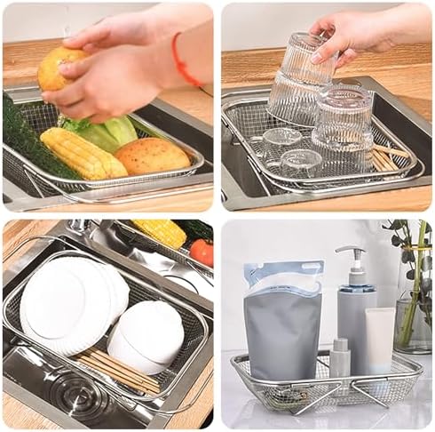 Over The Sink Colander with Fine Mesh Strainer,Stainless Steel