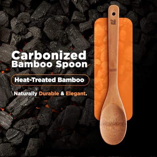 Riveira Dark Bamboo Wooden Spoons for Cooking 6-Piece, Apartment