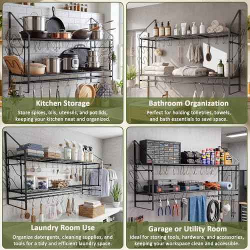 Nuanchu 39.4'' Large Pot Rack Wall Mounted 150lb High-capacity