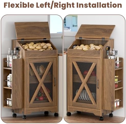 Potato and Onion Storage Bin Movable Bread Box with Lid Modern