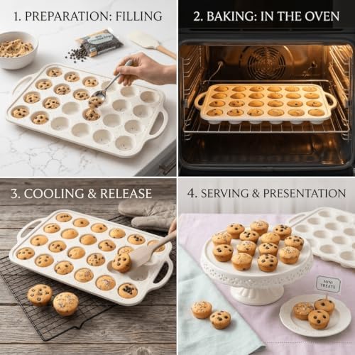 2 Pack 24 Cup Mini Muffin Pan, Nonstick Silicone Baking
