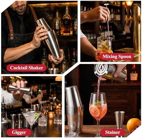 Cocktail Shaker Boston Shaker Set 15 Pcs Professional Bartender Kit