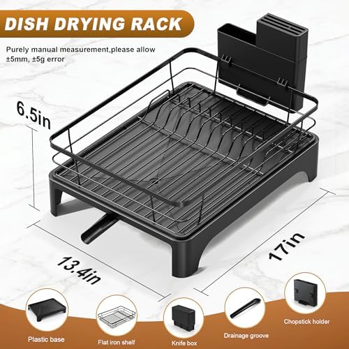 Stainless Steel Dish Drying Rack, 17 x 13.4 in, Black