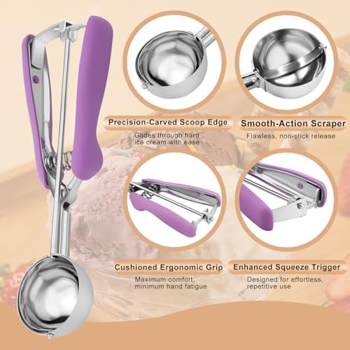 2Pcs Cookie Scoop Set, 18/8 Stainless Steel Cookie Dough Scoops with