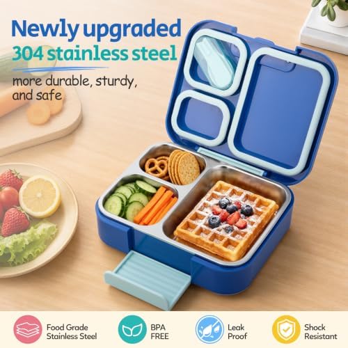 Kids Stainless Steel Bento Lunch Box with Bag (Blue)