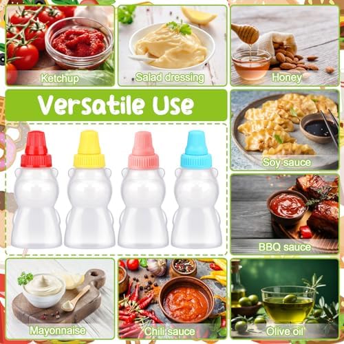 16 Pcs Mini Ketchup Bottles Condiment Squeeze Bottles Bear