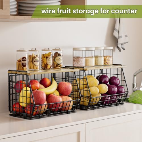 Hanging Fruit Basket for Kitchen, 3 Pack Vegetable Produce Basket