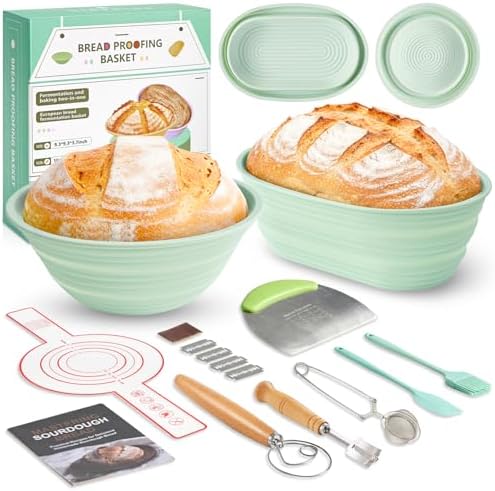 9PCS Sourdough Starter Kit Baking Supplies with Silicone Banneton
