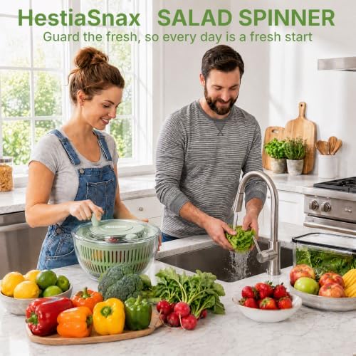 Salad Spinner 4.25qt, One‐touch Stop Button & Non‐slip Base, Vegetable