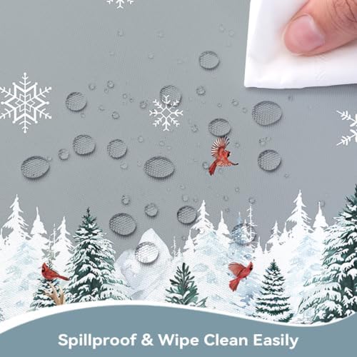 Christmas Cardinal Snowman Pine Rectangle Table Cloth 60x84inch