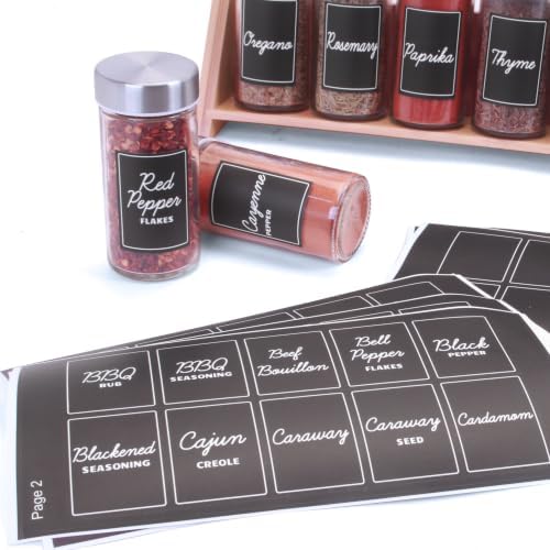 Orii Black Rectangular 160 Spice Labels Stickers for Spice Jars