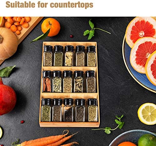 3-Tier Bamboo Drawer Spice Rack Wooden Kitchen Cabinet Spice Organizer