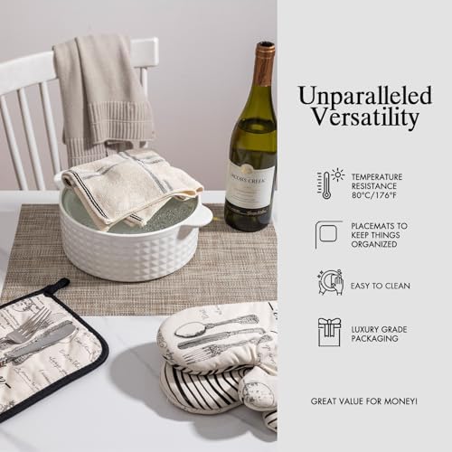 Placemats Set of 4 - Easy Clean Woven Vinyl Placemats for Dining