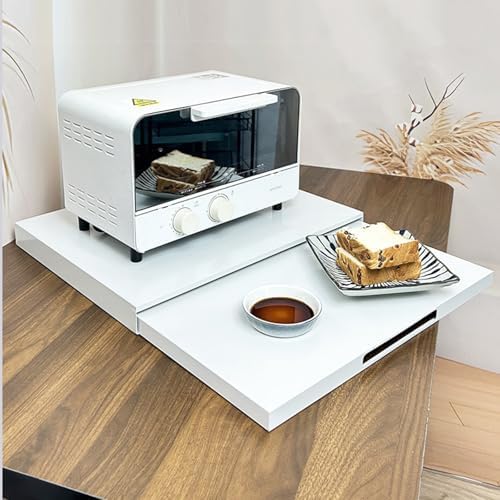Carbon Steel Pull-Out Microwave Countertop Stand, White