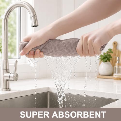 Homaxy 100% Cotton Kitchen Towels and Dishcloths Set - 8 Pack Waffle