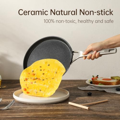 MsMk 8 Inch Nonstick Crepe Pan with Spreader, Induction Dosa Tawa