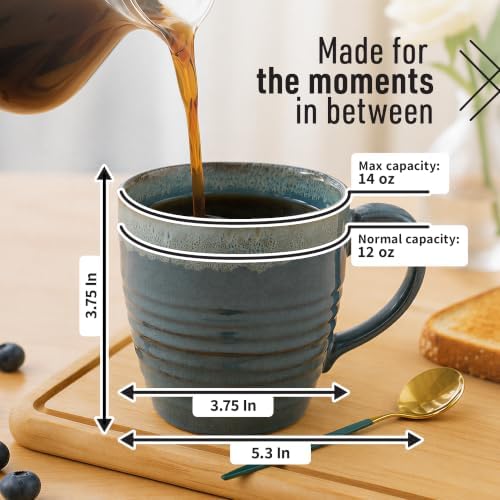 Ava Nord Reactive Glaze Stoneware Ceramic Coffee Mugs 4 Pack - 14oz