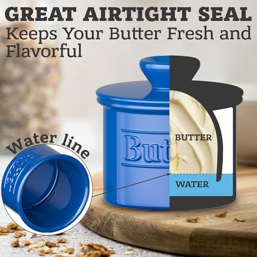 Butter Crock with Lid, French Butter Dish and Ceramic Butter Keeper