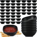 Gejoy 50 Pcs Dipping Sauce Bowls 4.5 oz Wheat Straw Small Dish, Black