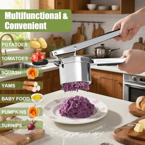 Large 15 oz Stainless Steel Fixed Disc Potato Ricer