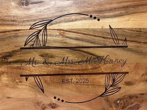 Customized Monogram Acacia Wood Tray with Handles