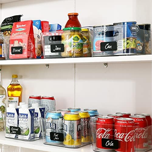12 PACK Clear Plastic Storage Bins, Kitchen Cabinet Pantry Organizer