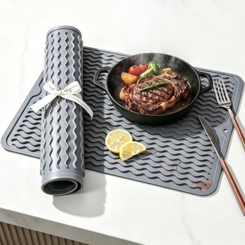 2 Pack Caketime Silicone Dish Drying Mat for Kitchen Counter Heat