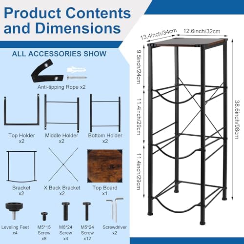 3-Tier Water Jug Rack for 5 Gallon Bottles, Heavy Duty Metal Water