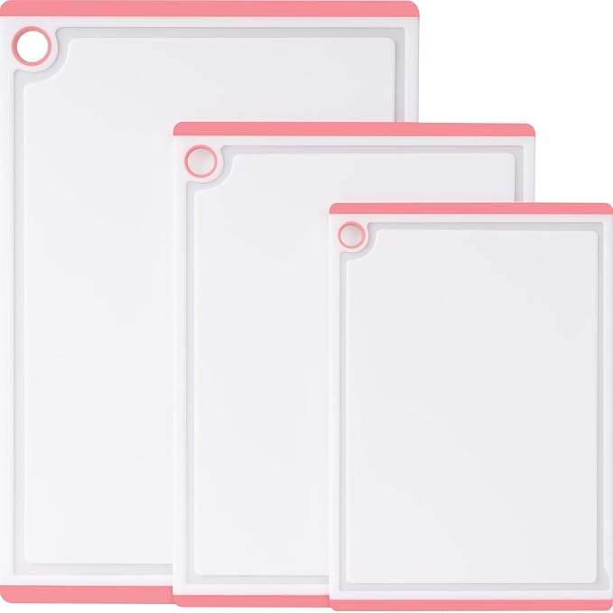 Kikcoin Plastic Cutting Boards for Kitchen, 3-Piece Large Cutting Board Set by Kikcoin