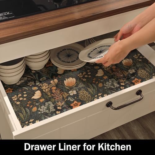 Vintage Floral Drawer Liner, Non-Adhesive and Strong Non-Slip