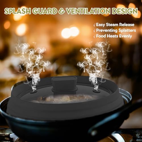 Collapsible Microwave Splatter Cover, Glass Silicone Foldable