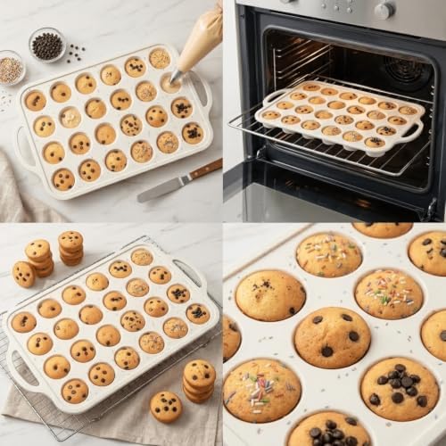 2 Pack 24 Cup Mini Muffin Pan, Nonstick Silicone Baking