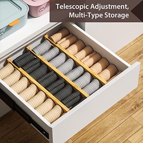 4 Pack Bamboo Drawer Dividers 17-22" Adjustable Kitchen Organizer