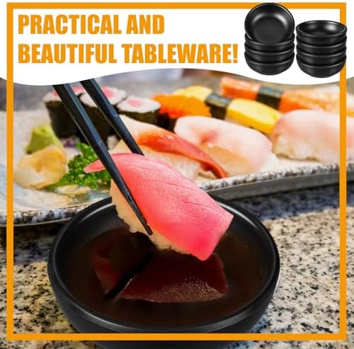 12 Pcs Dip Bowls Set 1.7oz Soy Sauce Dishes Bowls, Black