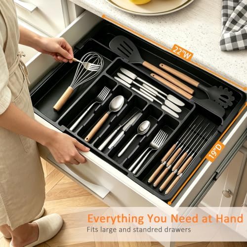 Homecor Expandable Silverware Organizer, Black