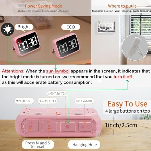 Digital Visual Timer Stopwatch, 99 Minutes, White