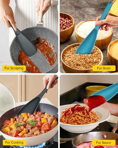 BUNDLEPRO Silicone Cooking Spoons for Nonstick Cookware, One-Piece