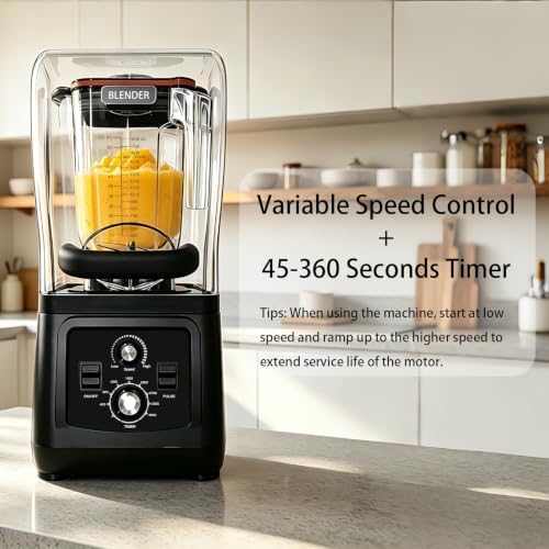 2200W Commercial Blenders for Smoothies 64oz,Adjustable Speed,1-6 Min