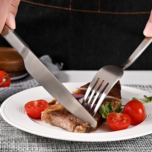 Matte Silver 20-Piece Forged Flatware Set for 4, 18/10 Stainless Steel