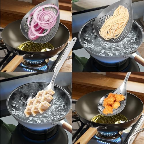 Skimmer Slotted Spoon, Large Size Spaghetti Spoon (2 Pcs)